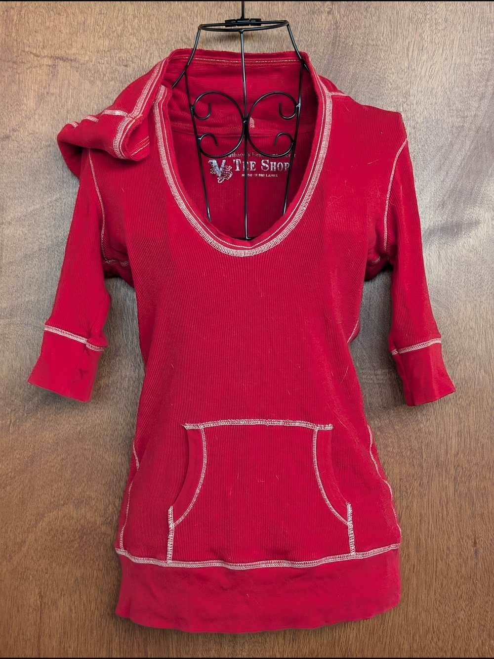 VS Tee Shop V-Neck Hooded Sweatshirt with Front Pocket